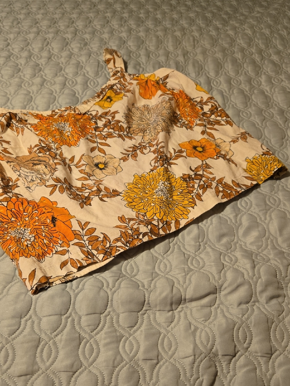 Floral Spaghetti-Strap Crop Top - Yellow & Orange Linen Blend Lane Bryant